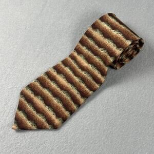 Vintage Jerry Garcia Silk Tie Brown Taupe Zig Zag Abstract Art Pattern